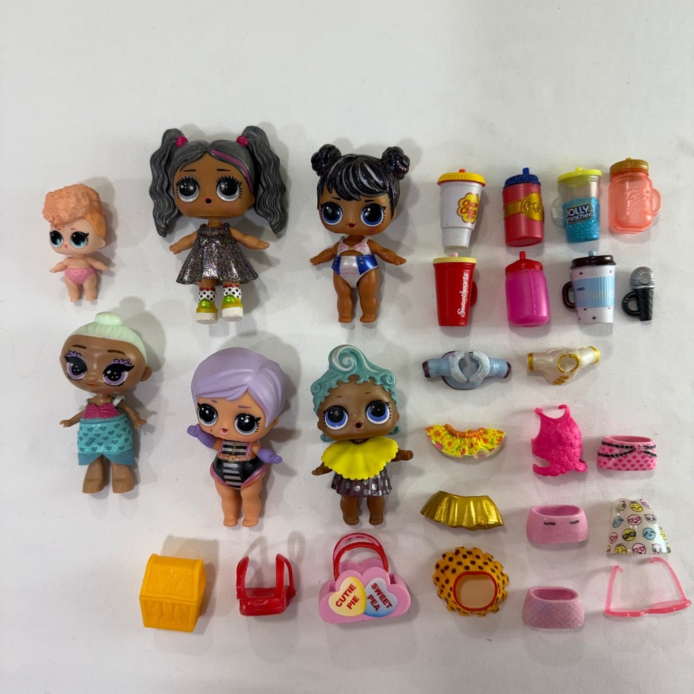 L.O.L. Surprise! Doll Lot‎ of 6 - Sweets & Treats Series, Branded Bottles & Accs